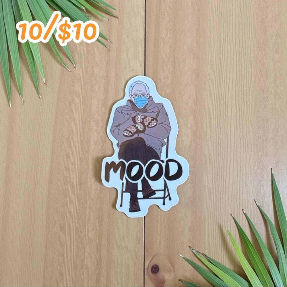 Funny Meme Sticker – Bernie Sanders Mood Sitting Meme – 2.5”